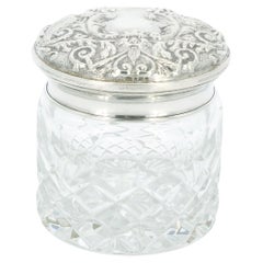 19th Century English Sterling Silver Lidded Top / Cut Glass Covered Piece