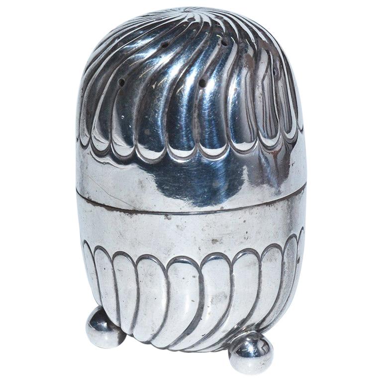 19th Century English Sterling Silver Two-Piece Salt Shaker For Sale