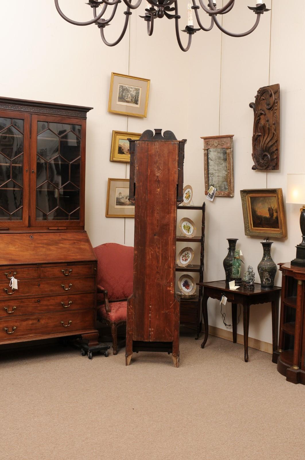  19th Century English Tallcase Clock in Oak & Mahogany with Inlay For Sale 5