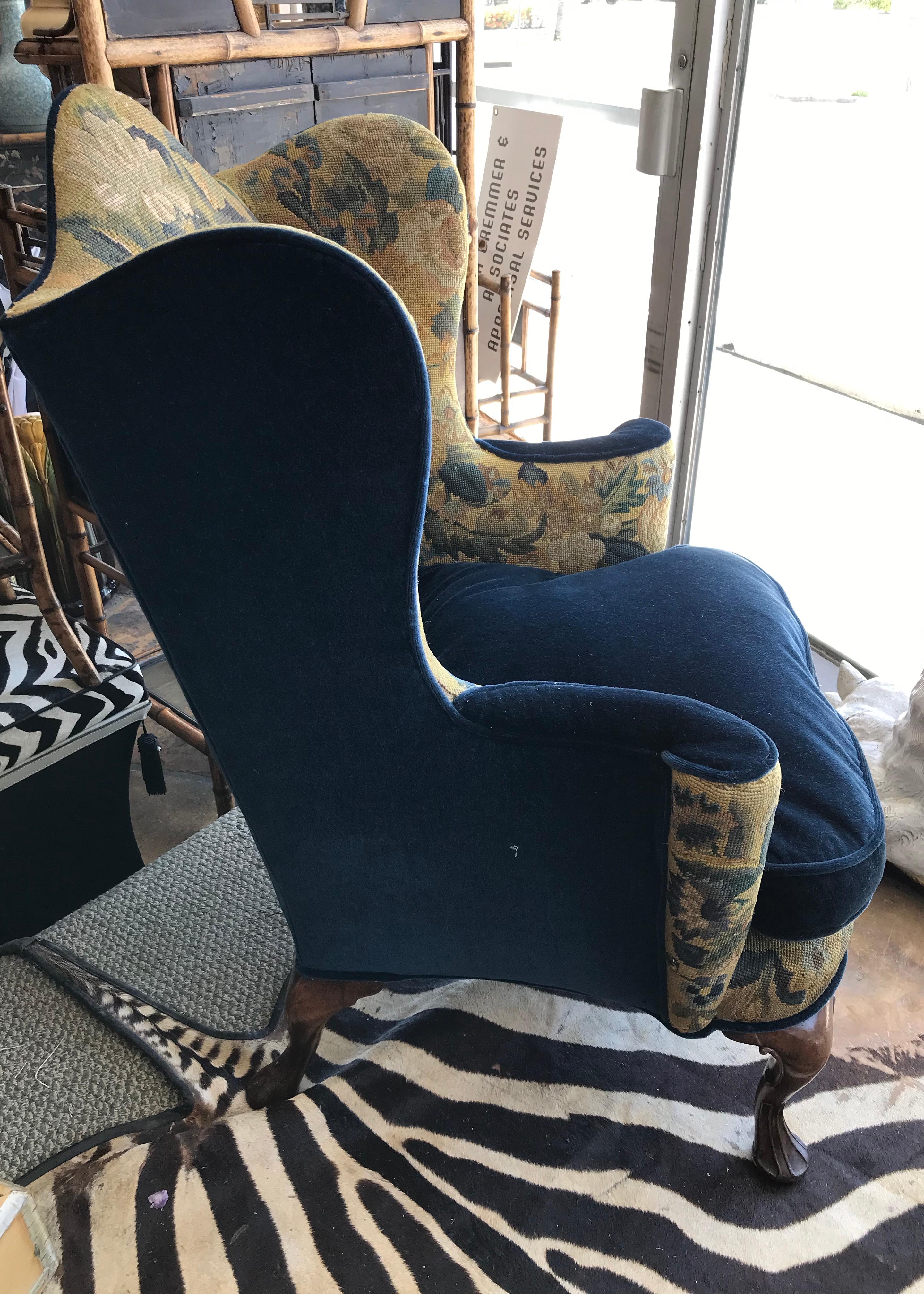 19th Century English Tapestry Wing Chair 5