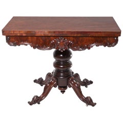 19th Century English Tea Table Victorian Mahogany Fold Over Console Game Table