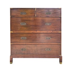 19th Century English Teak Campaign Chest by Hobbs & Co. Labeled, circa 1850s