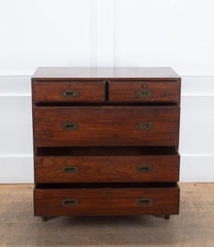 19th Century English Teak Campaign Chest of Drawers