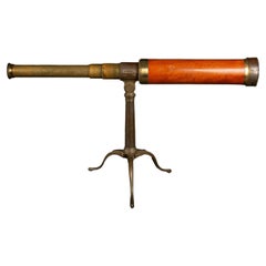 19th Century English Telescope with Wooden Barrel