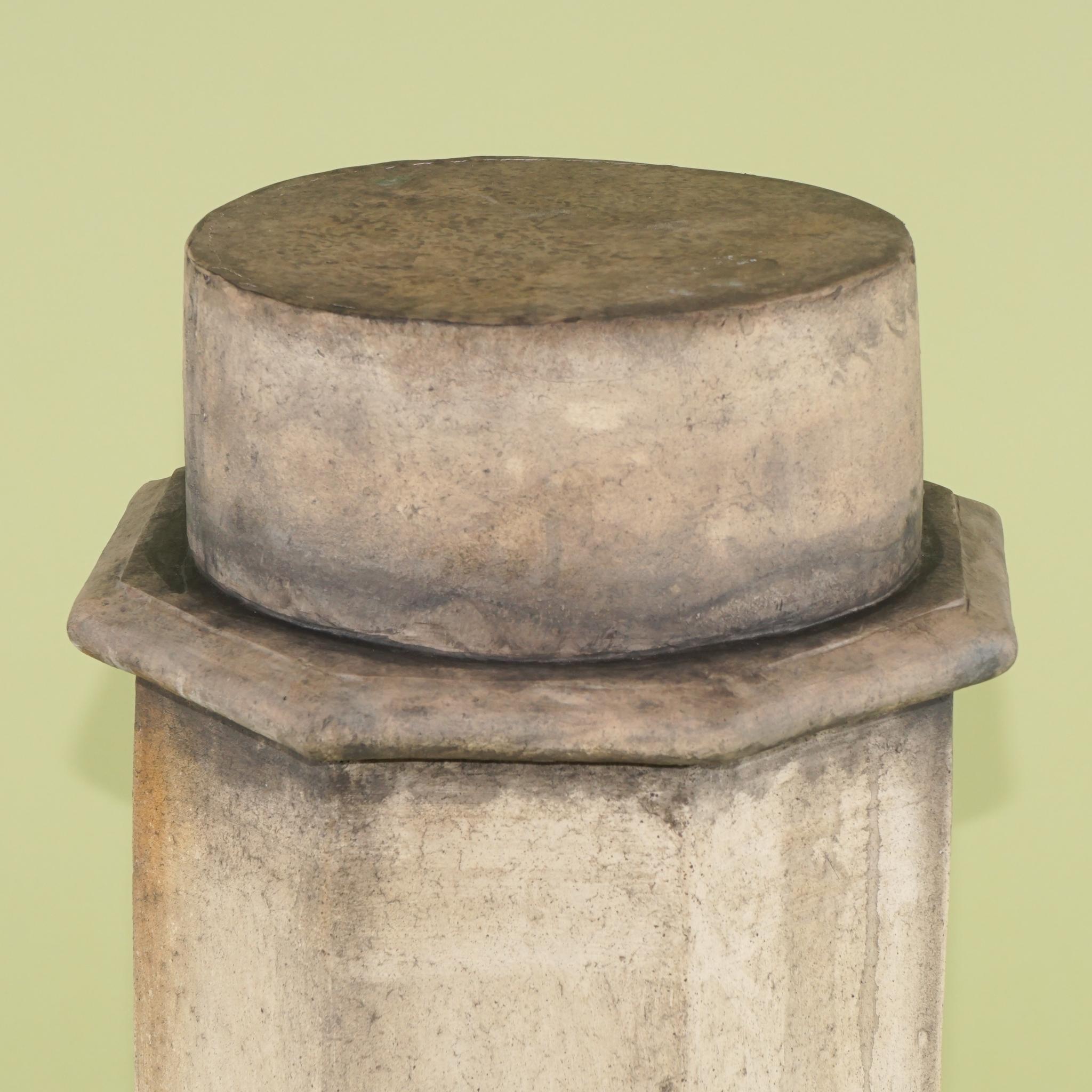 Molded 19th Century English Terra Cotta Garden Pedestal For Sale