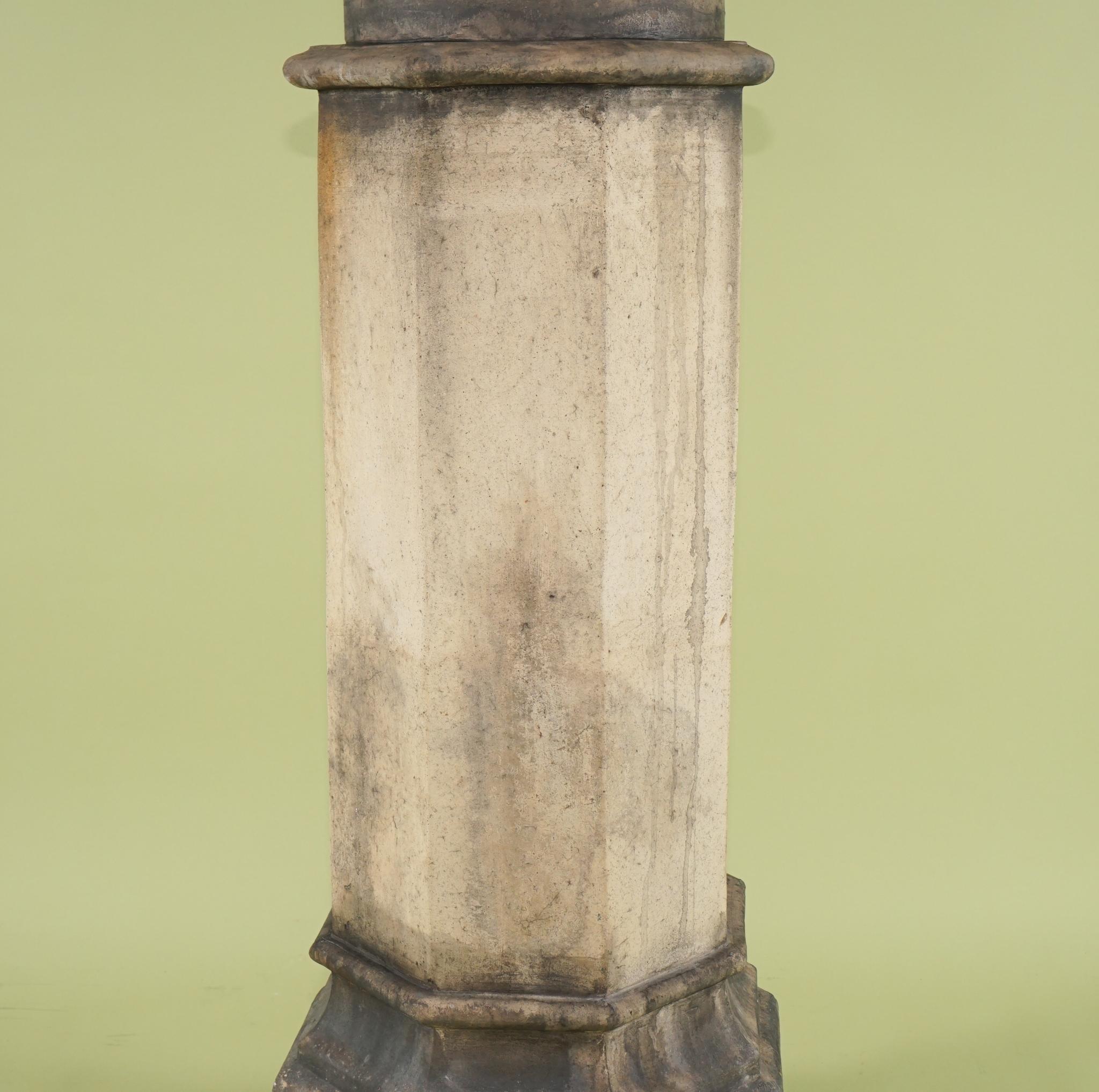 19th Century English Terra Cotta Garden Pedestal In Good Condition For Sale In Hudson, NY