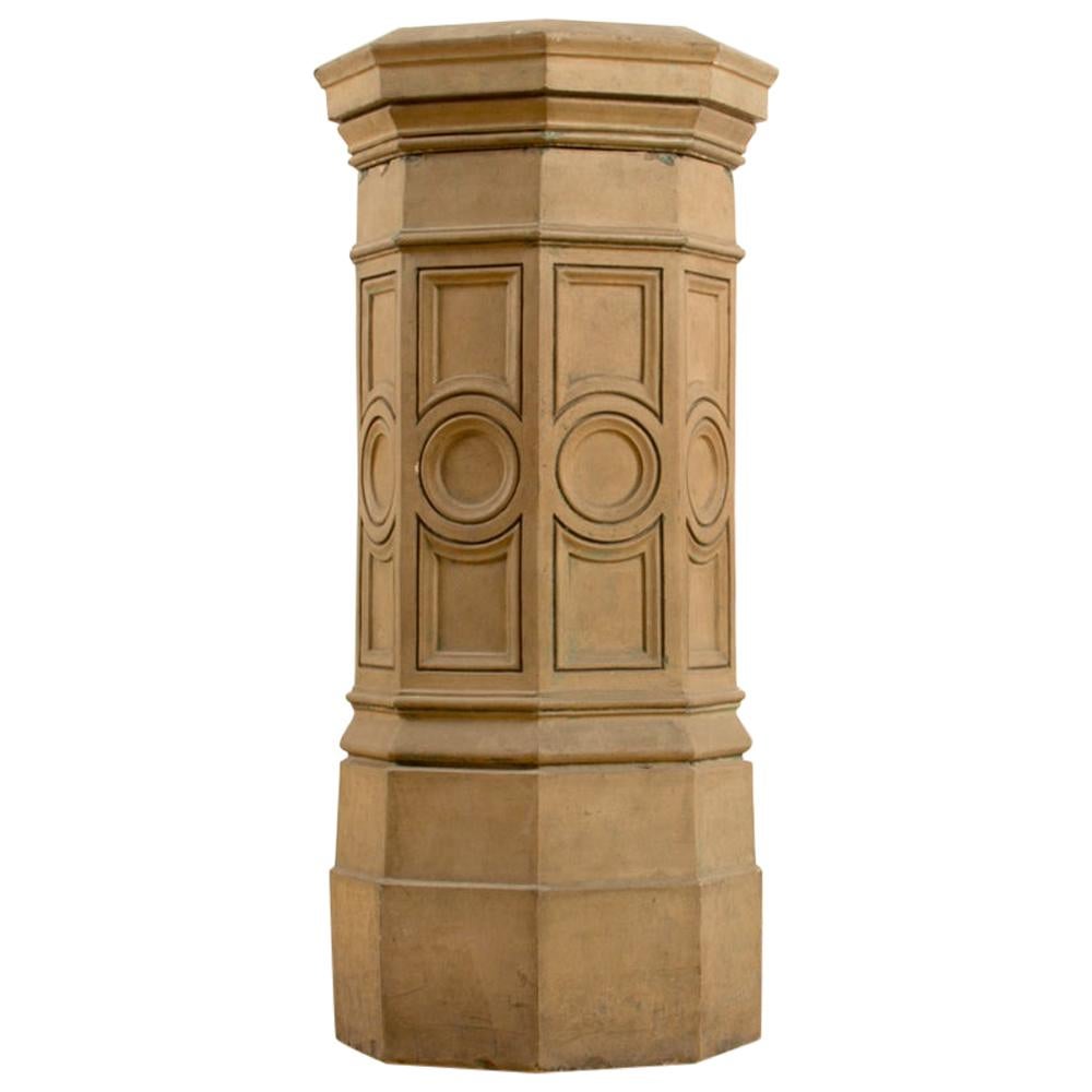 19th Century English Terracotta Pedestal, circa 1860 For Sale