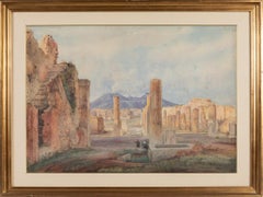 19th Century English "The Forum" Grand Tour Pompeii Watercolor