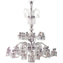 Lustre anglais Osler à 2 étages en cristal à tourbillons