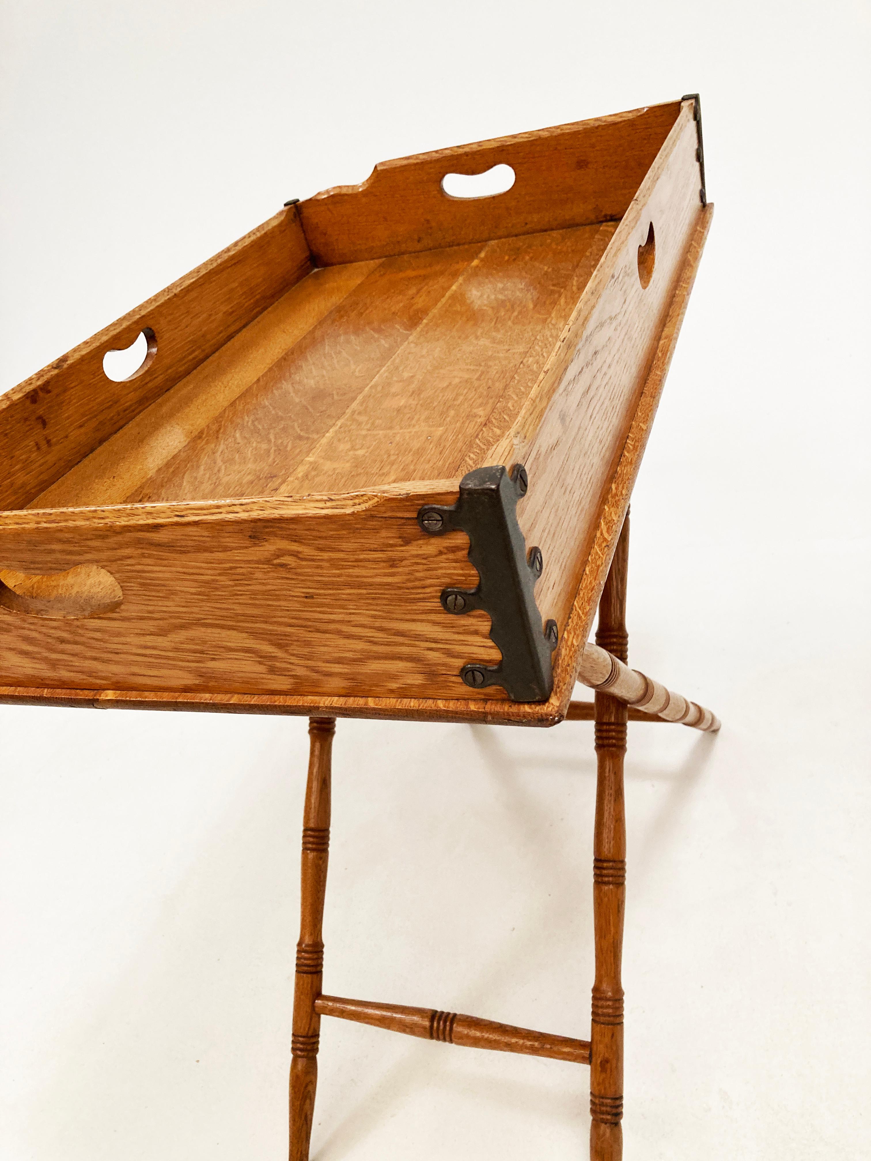 19th Century English Tiger Oak Butler's Tray Table For Sale 1