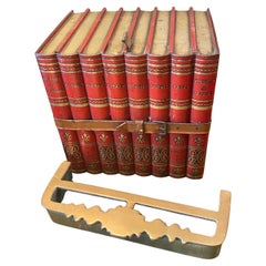 Scatola di tole inglese del XIX secolo a forma di libri rilegati in pelle
