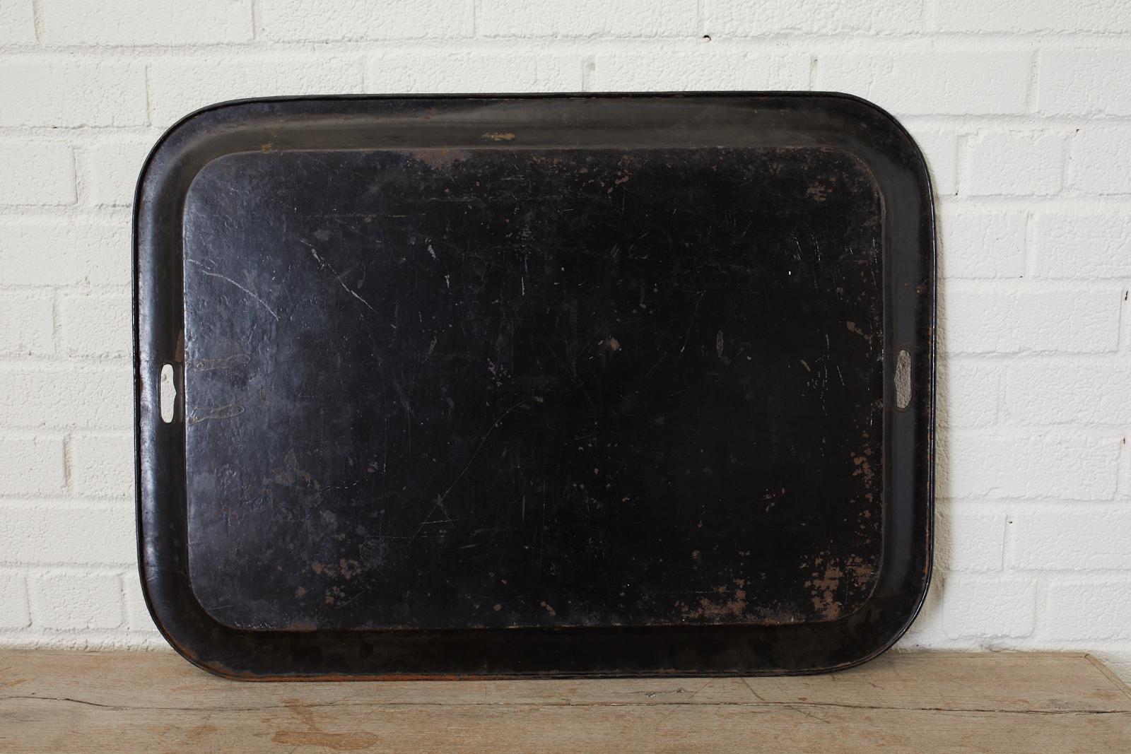 19th Century English Tole Lacquer Renaissance Revival Tray For Sale 7