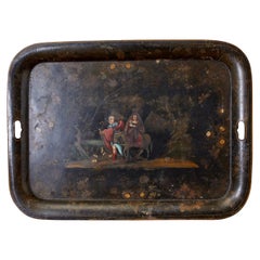 19th Century English Tole Lacquer Renaissance Revival Tray