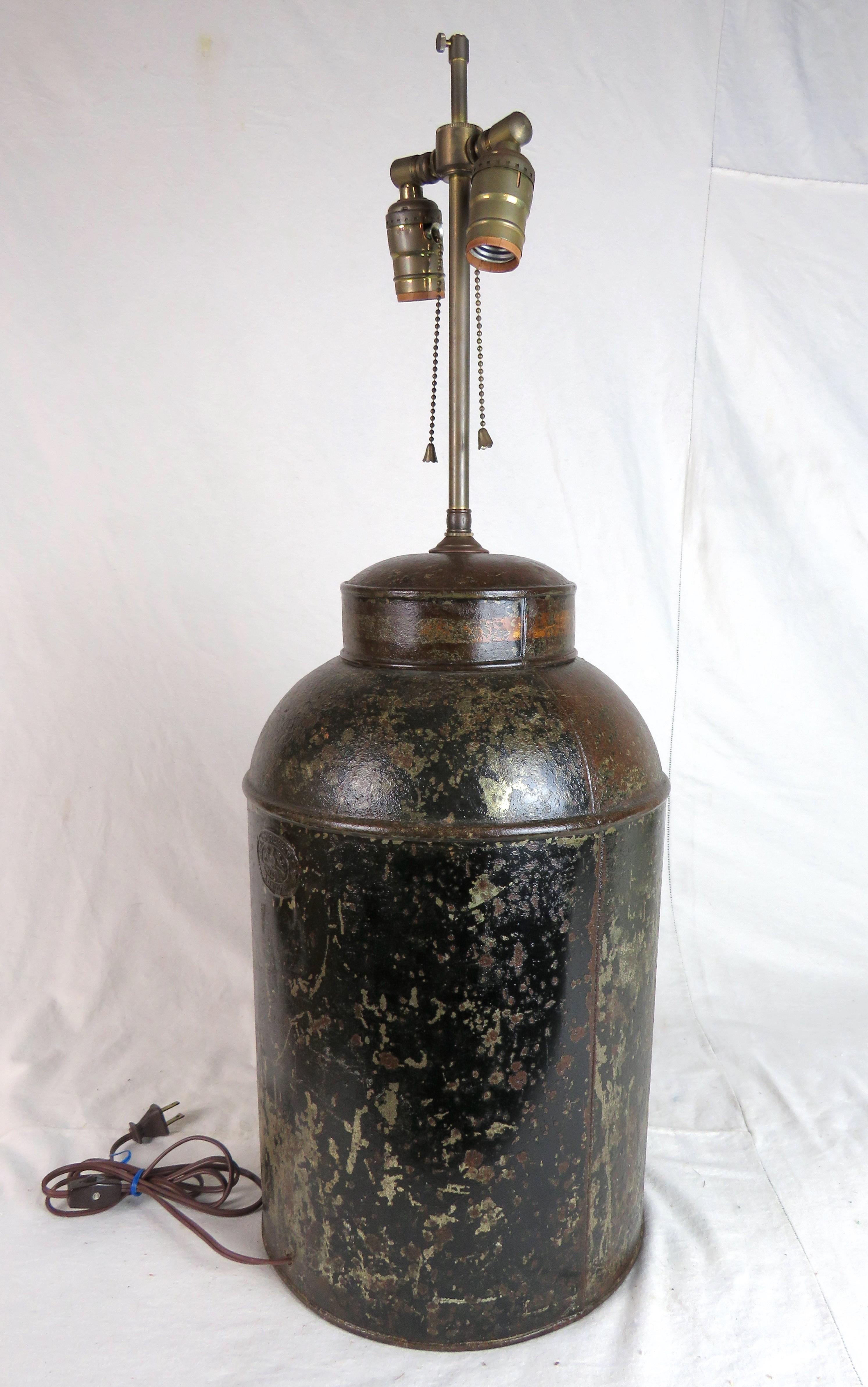 19th Century English Tole Store Tea Caddy Converted to Lamp 2