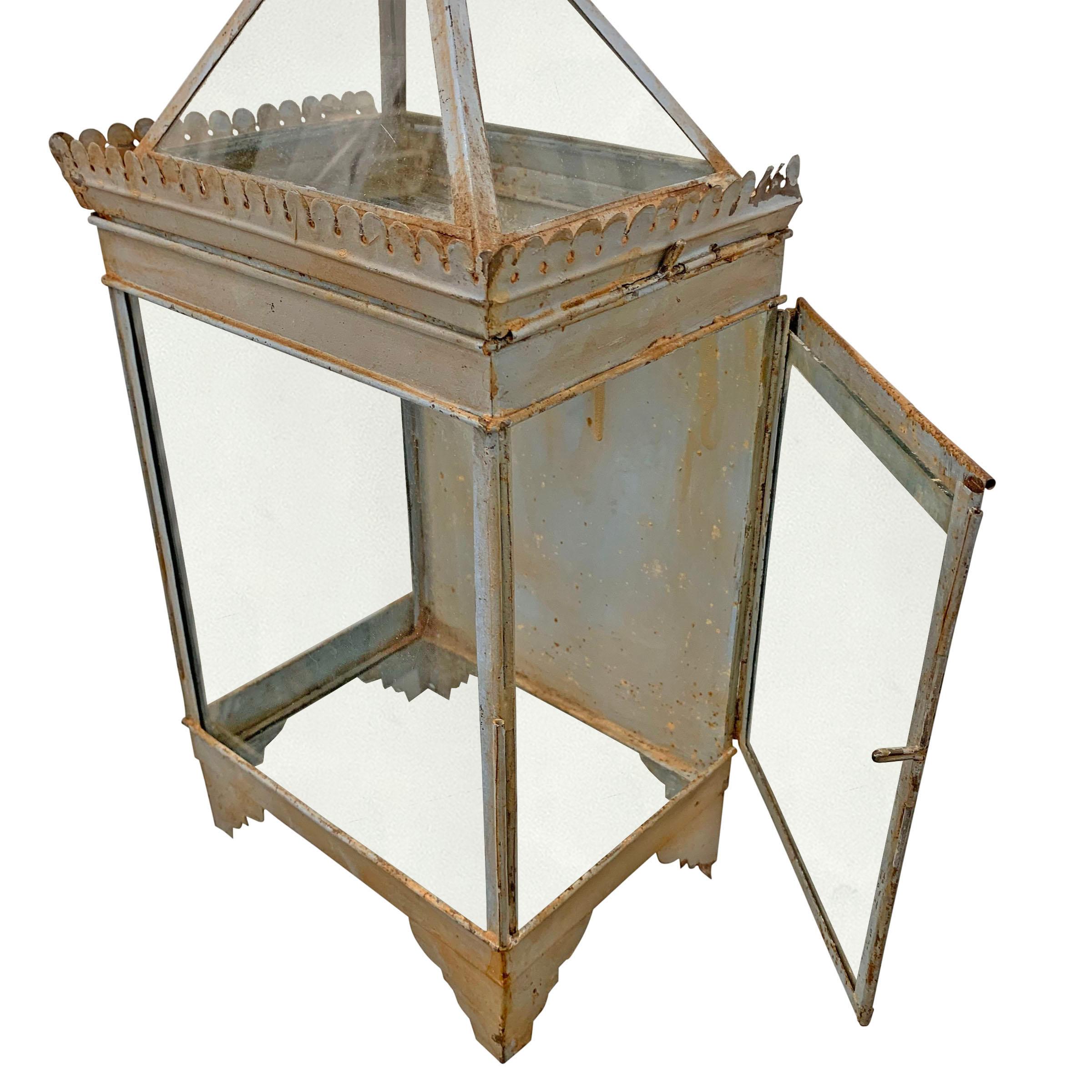 Painted 19th Century English Tole Wall-Mount Lantern