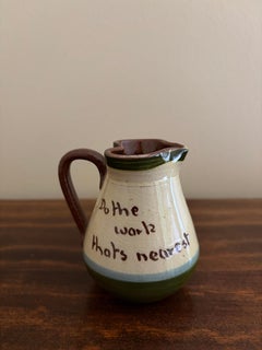 19th Century English Torquay Earthenware Motto Pitcher, Devon Pottery with Boat