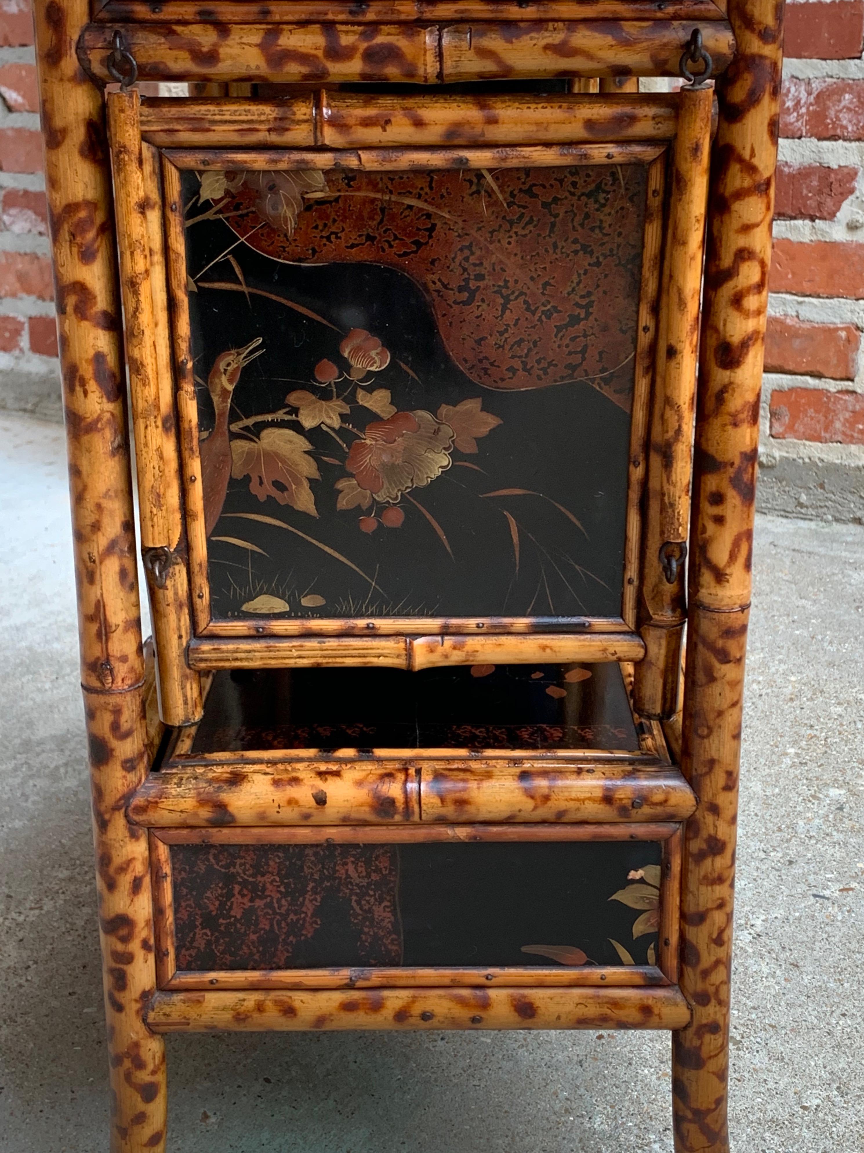 19th Century English Tortoise Bamboo Lacquer Game Table Side Sofa Table, Japan 11