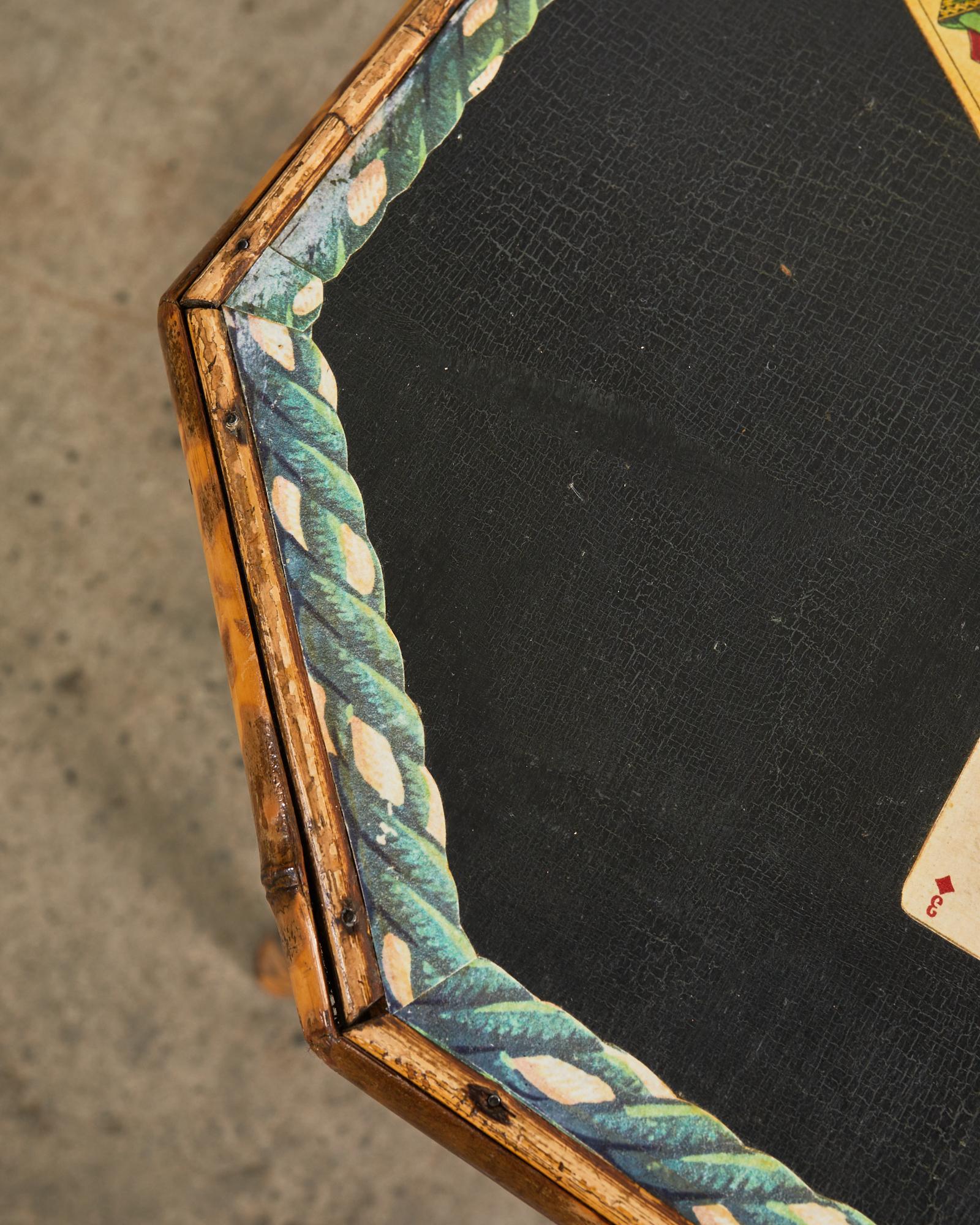 Table centrale anglaise en trompe-l'œil en bambou et écaille de tortue du 19ème siècle en vente 3