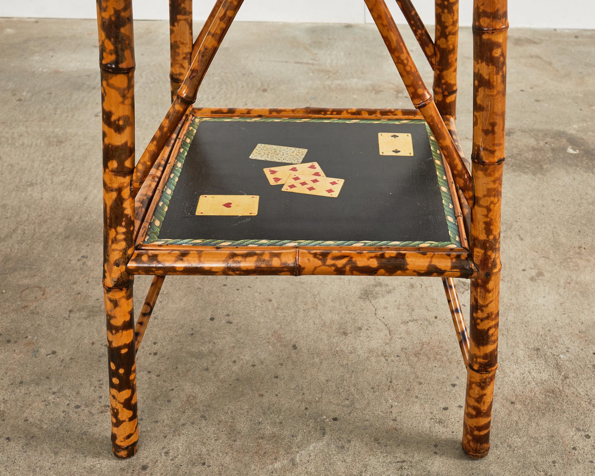 19th Century English Tortoise Bamboo Trompe L'oeil Centre Table For Sale 7