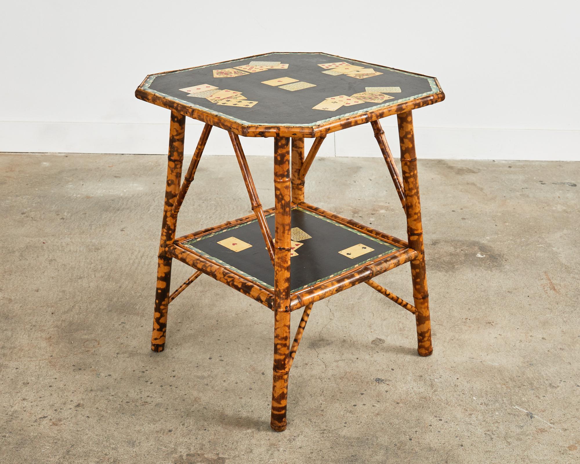 Table centrale anglaise en trompe-l'œil en bambou et écaille de tortue du 19ème siècle en vente 5