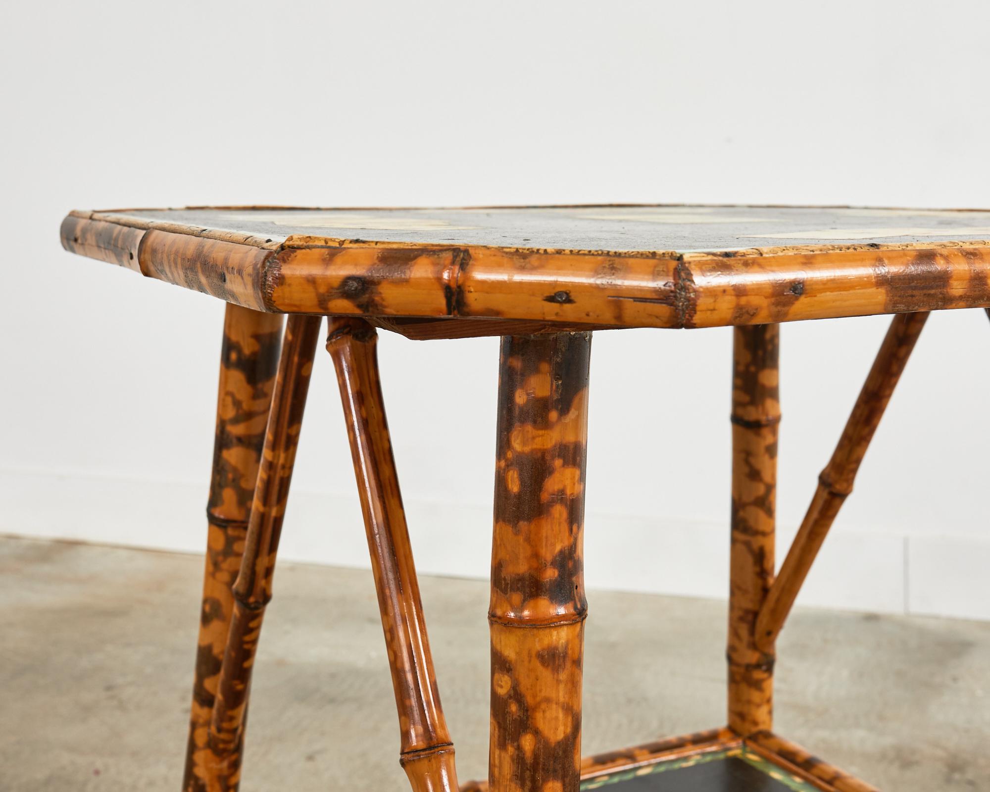 Englischer Schildpatt-Bambus-Trompe-l''oeil-Mitteltisch aus dem 19. Jahrhundert im Angebot 11