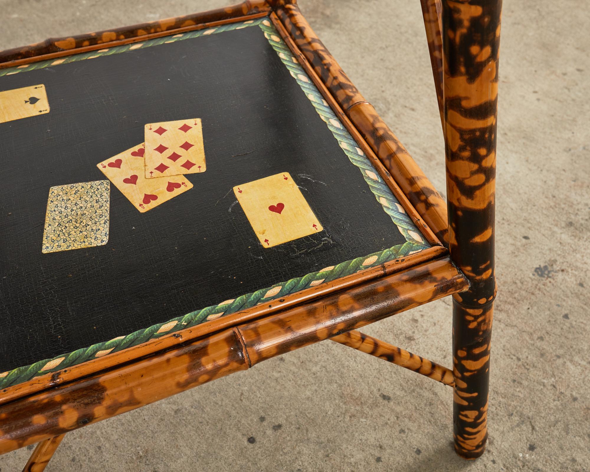 Table centrale anglaise en trompe-l'œil en bambou et écaille de tortue du 19ème siècle en vente 10