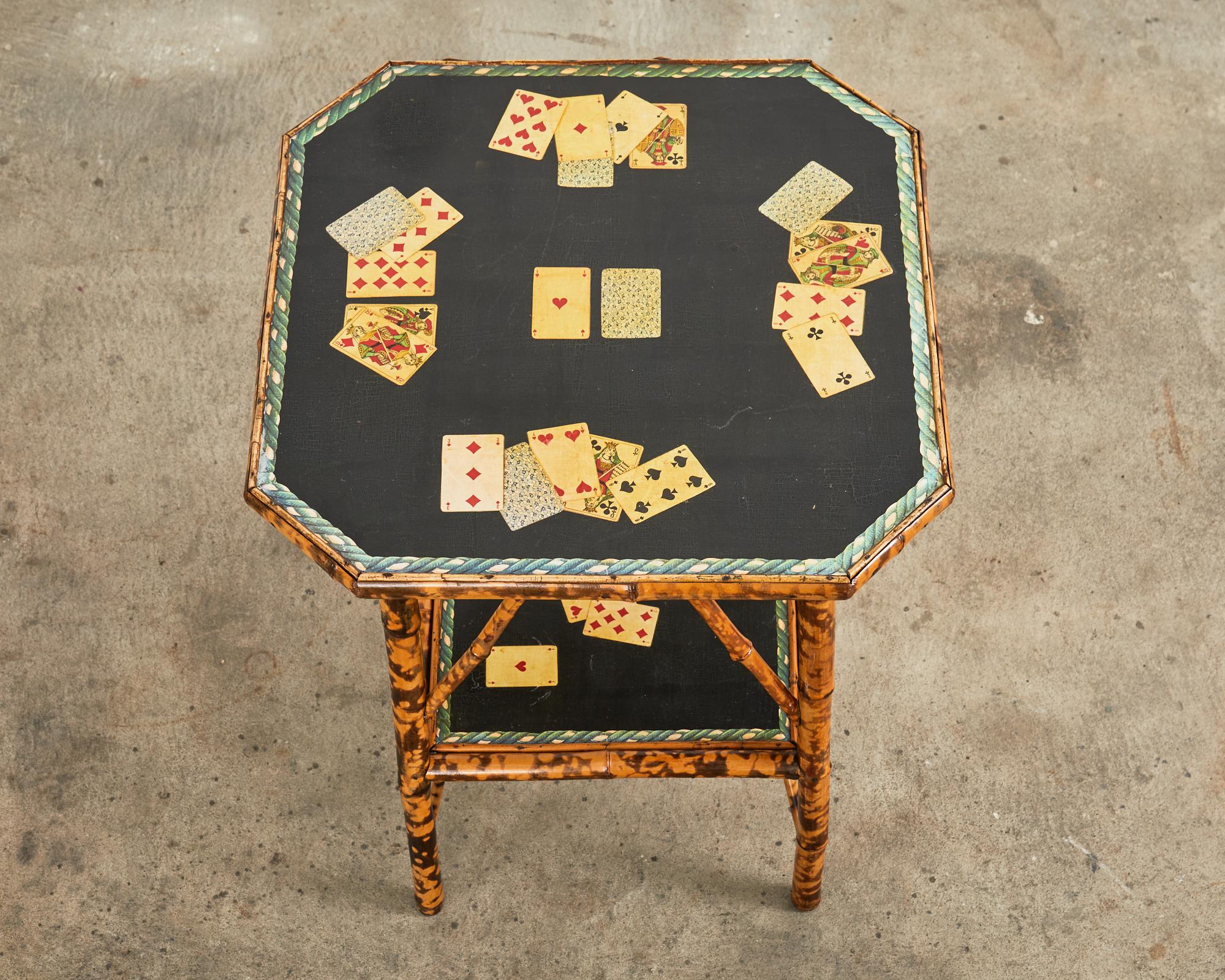 Hand-Crafted 19th Century English Tortoise Bamboo Trompe L'oeil Centre Table For Sale