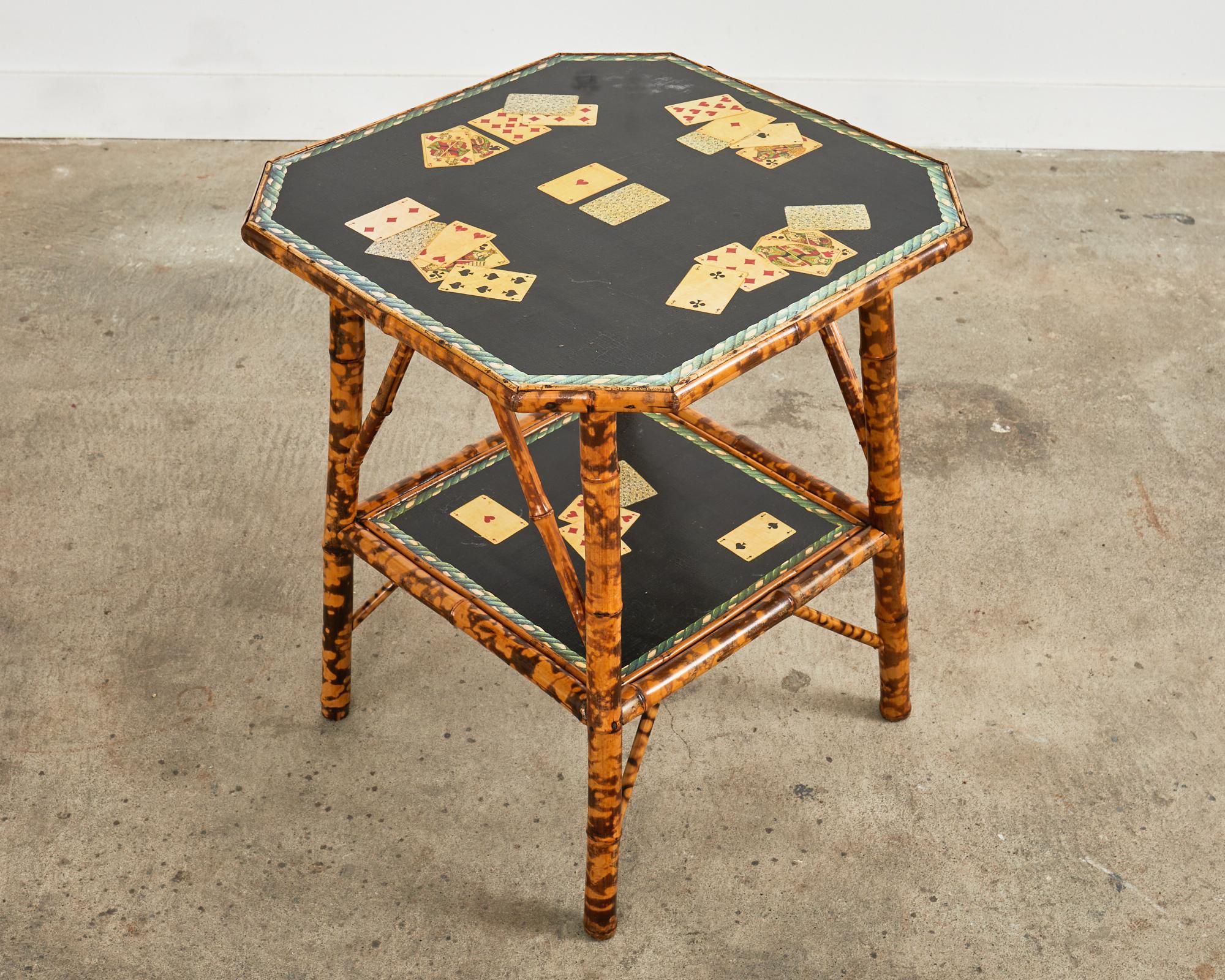 19th Century English Tortoise Bamboo Trompe L'oeil Centre Table For Sale 2