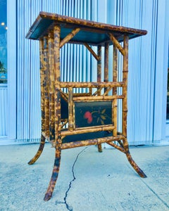 19TH Century English " Tortoise Shell " Bamboo Side Table