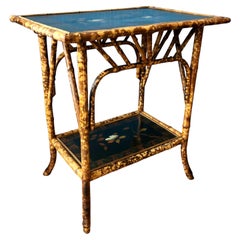 19th Century English "Tortoise Shell" Bamboo Side Table