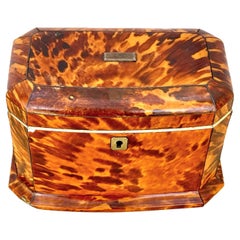 19th Century English Tortoise Shell Tea Caddy