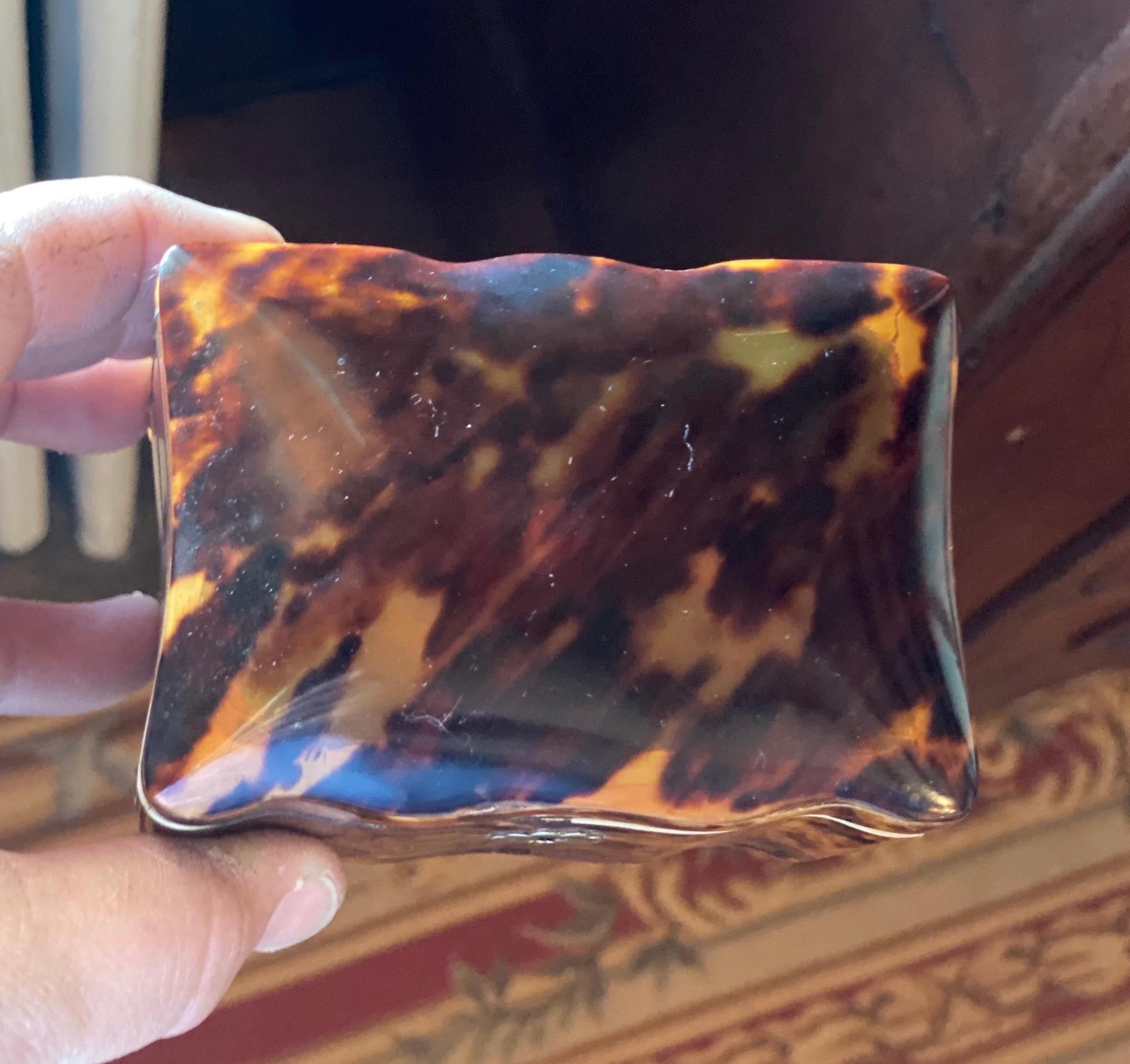 19th Century English Tortoise Shell Tea Caddy with Bone Feet and Interior 4