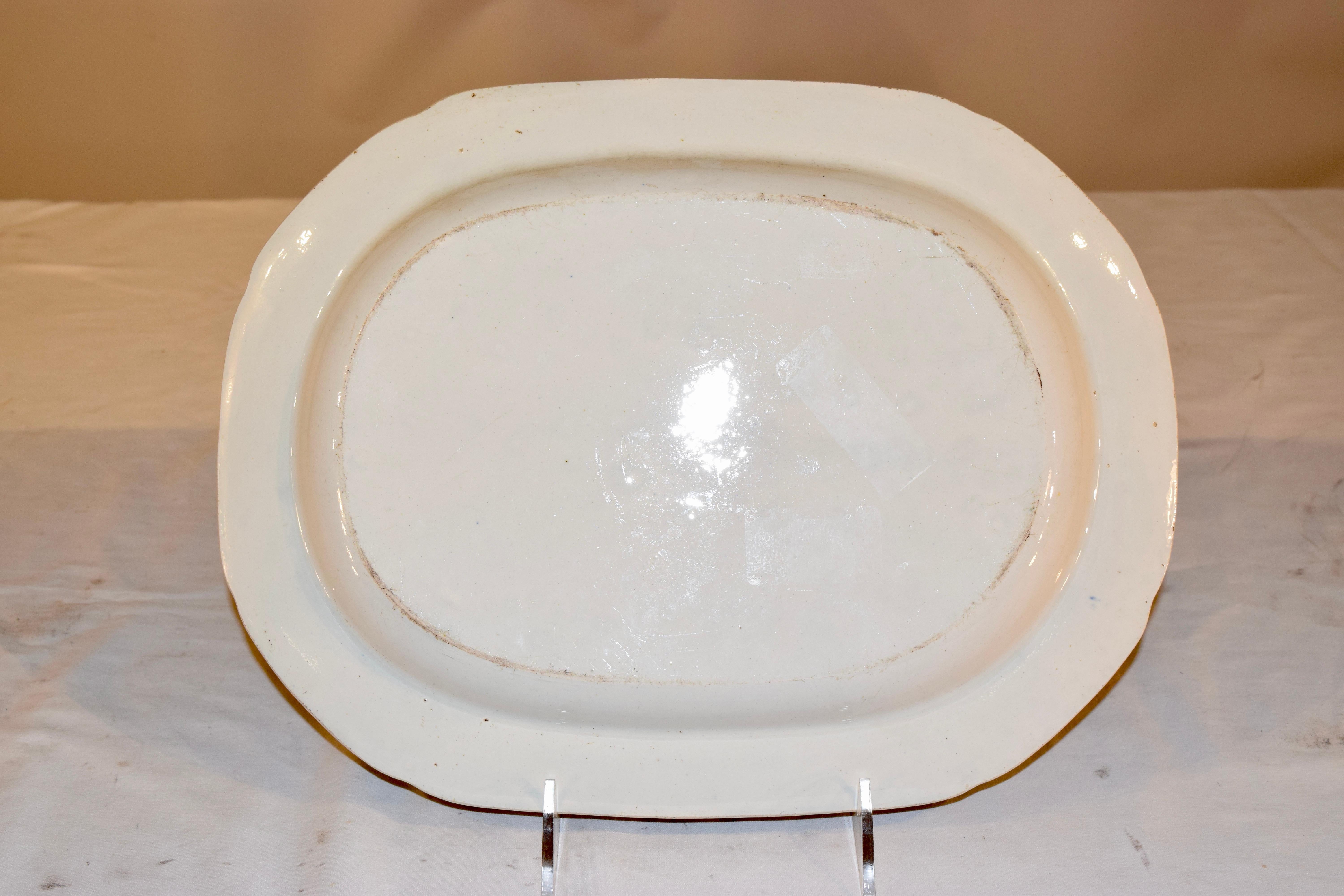 Glazed 19th Century English Transfer Platter For Sale