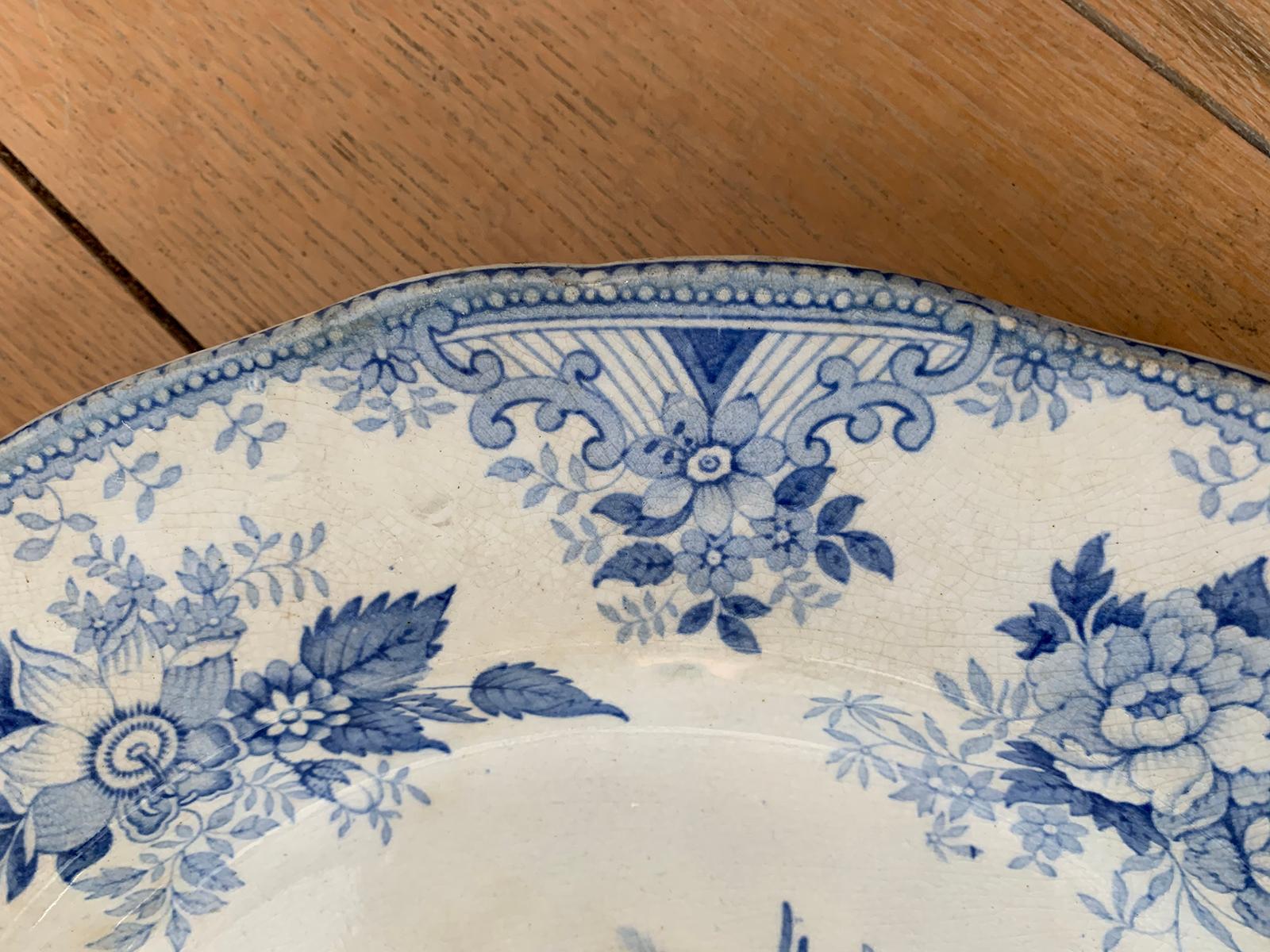 19th Century English Transferware Charger in Asiatic Pheasants Pattern Signed JF For Sale 1