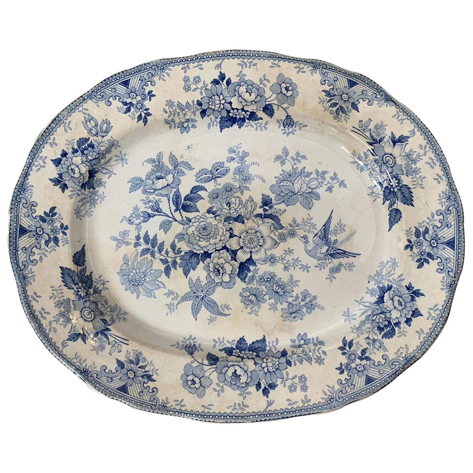 19th Century English Transferware Charger in Asiatic Pheasants Pattern Signed JF For Sale