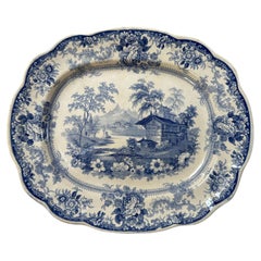 19th-Century English Transferware Platter by Cork, Scenic Design