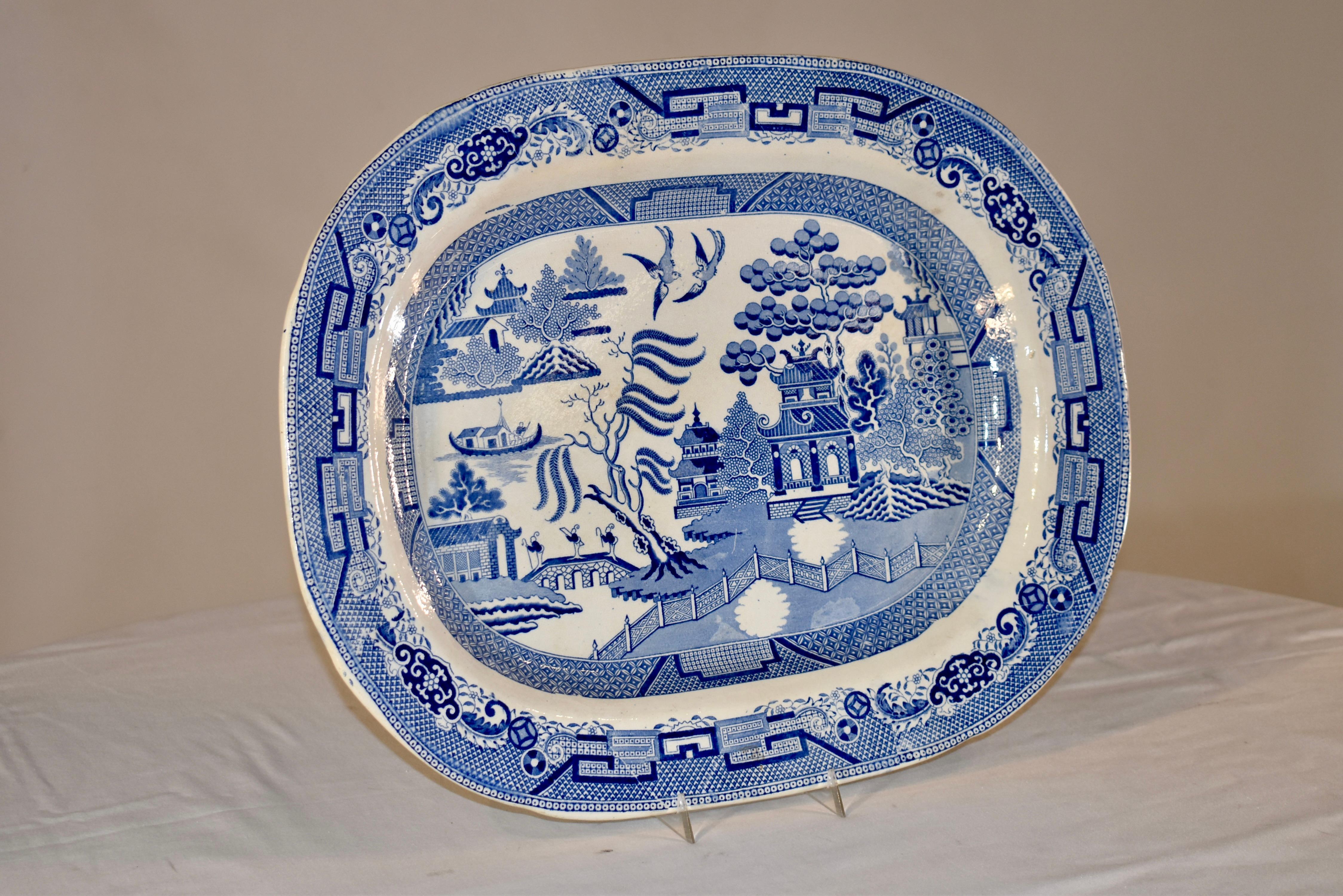 19th century English transfer ware platter in the highly collectible 