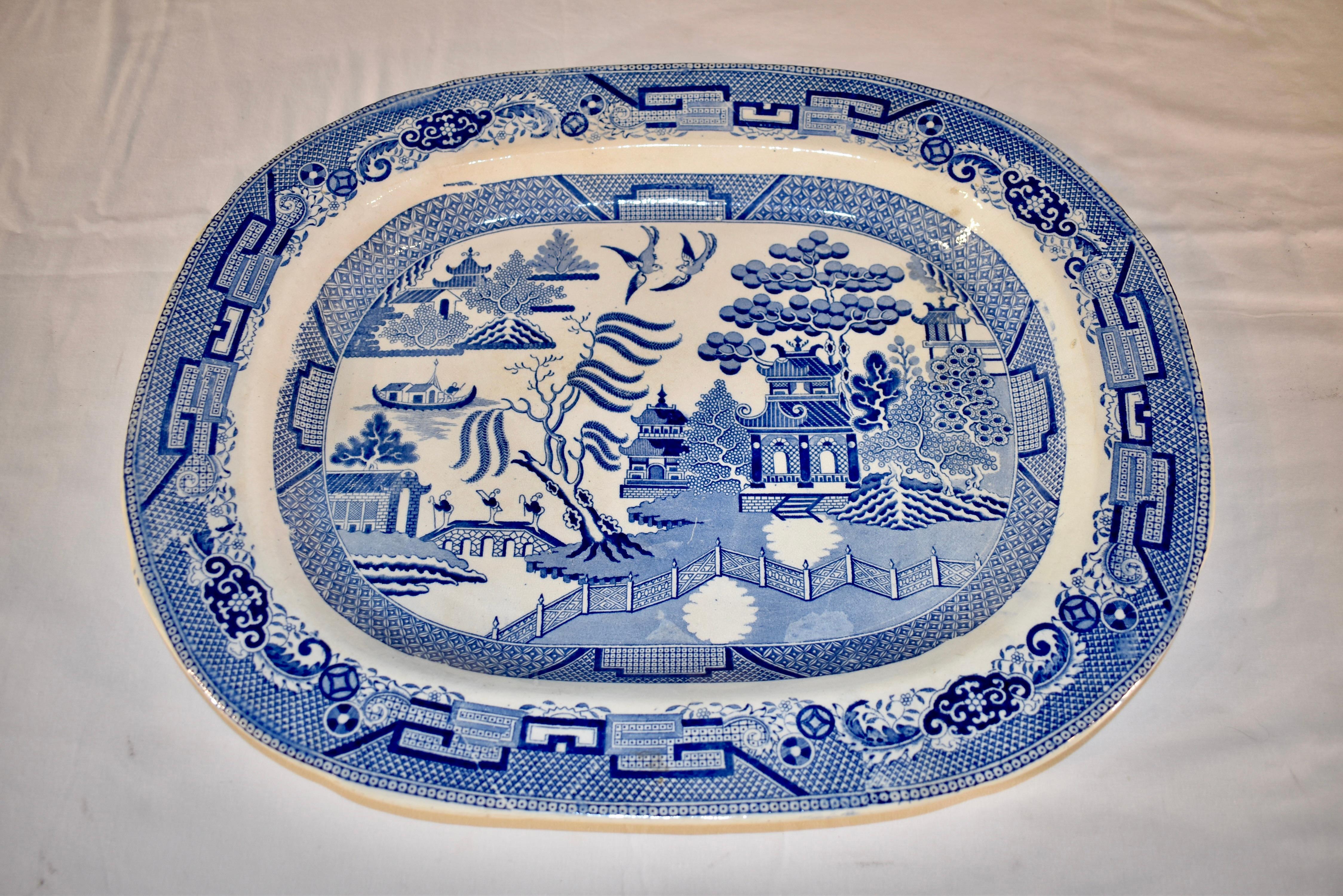 Glazed 19th Century English Transferware Platter For Sale