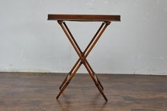 19th Century English Tray on Stand Mahogany Side Table with X-Form Base