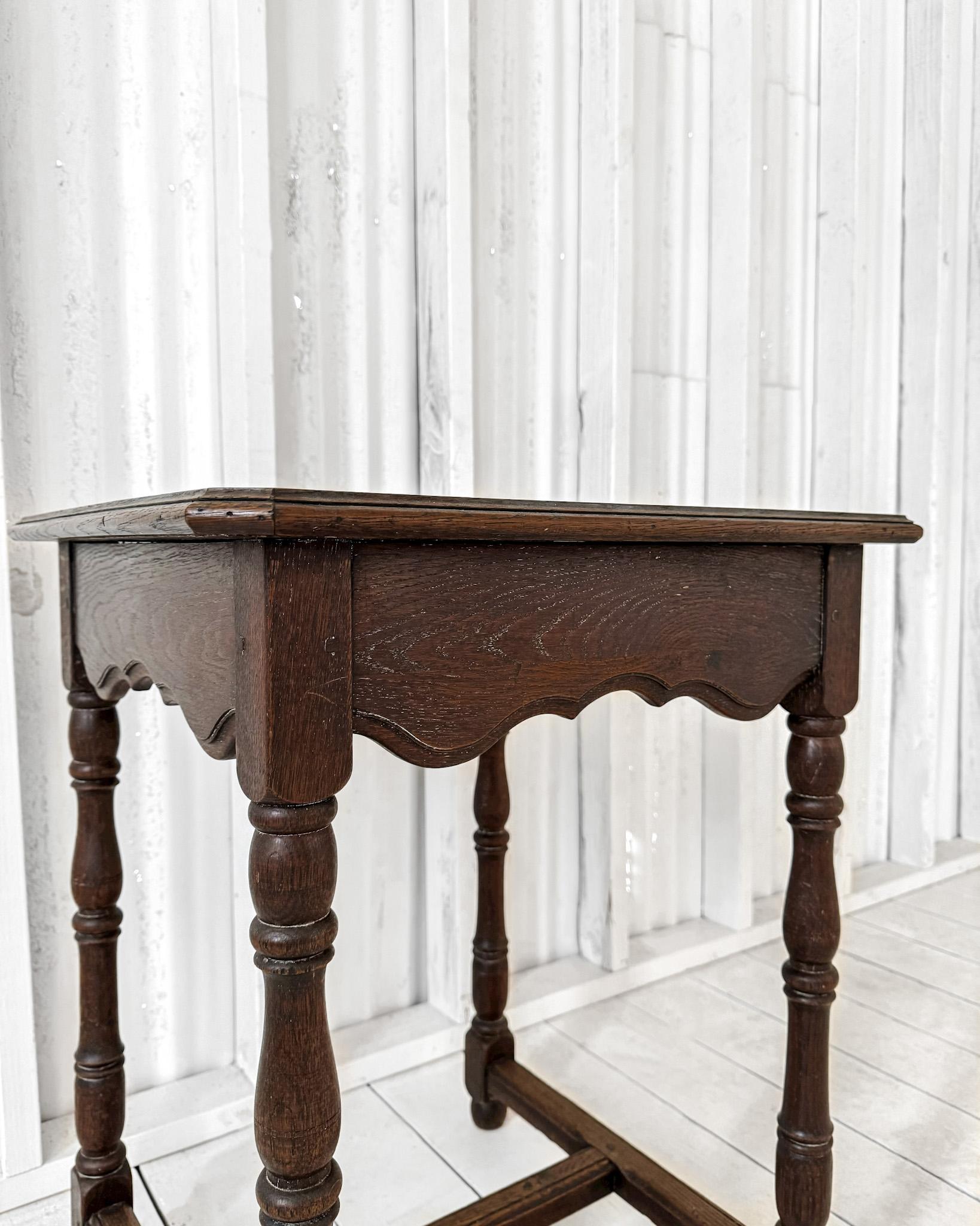 19th Century English Trestle Base Accent Table with Dark Stain For Sale 8