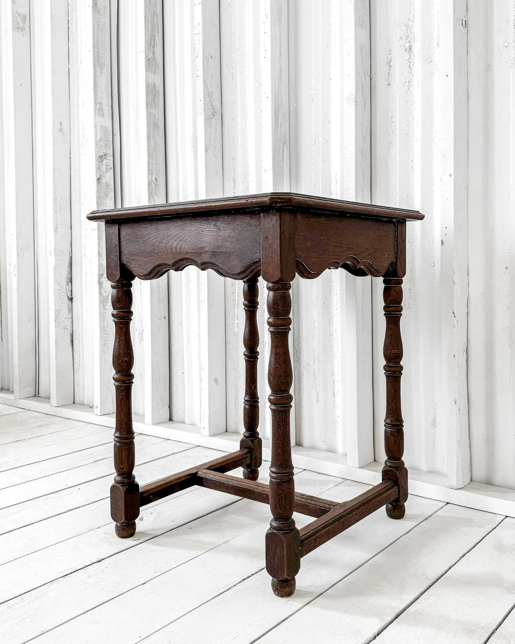 19th Century English Trestle Base Accent Table with Dark Stain For Sale 9