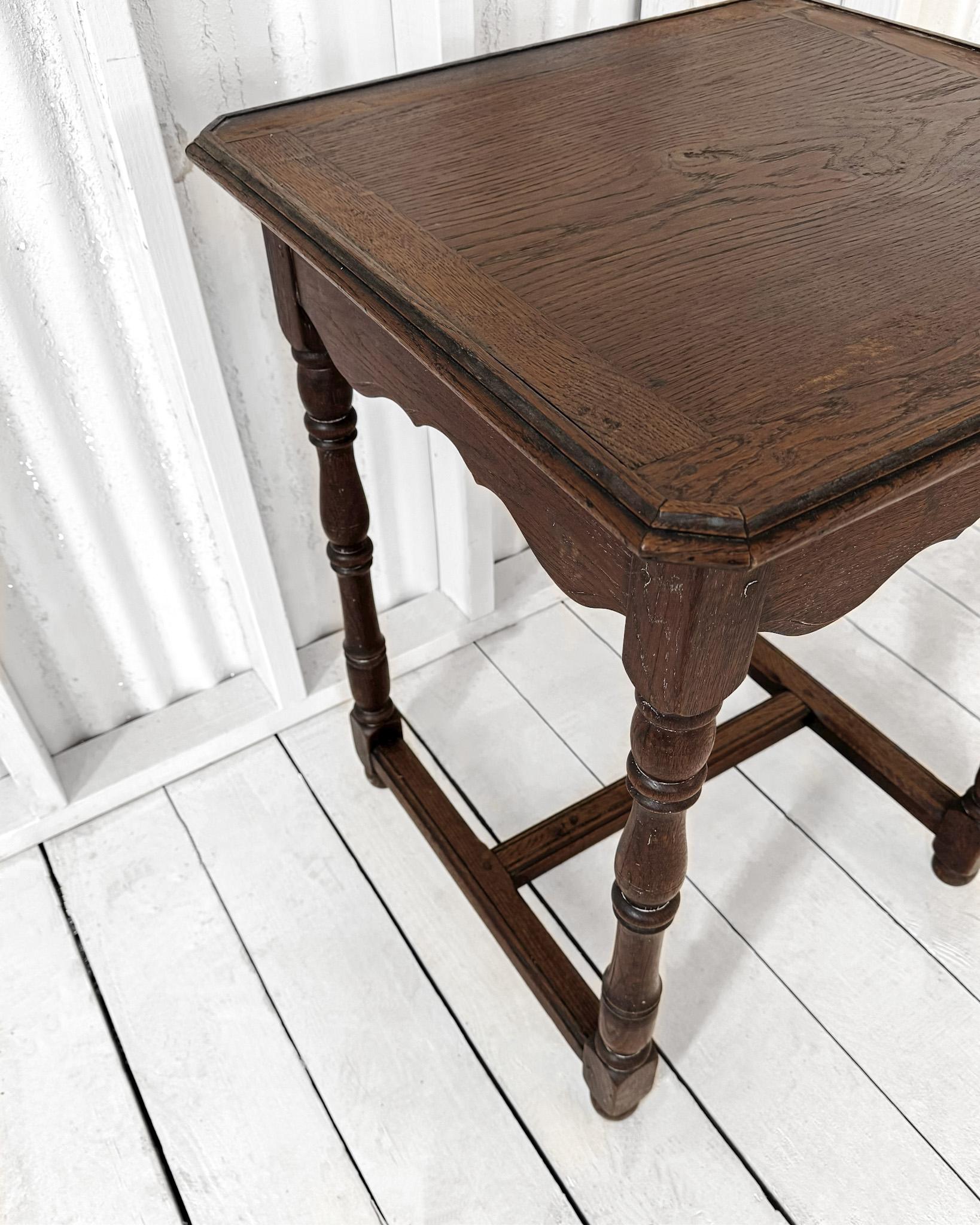 19th Century English Trestle Base Accent Table with Dark Stain For Sale 1