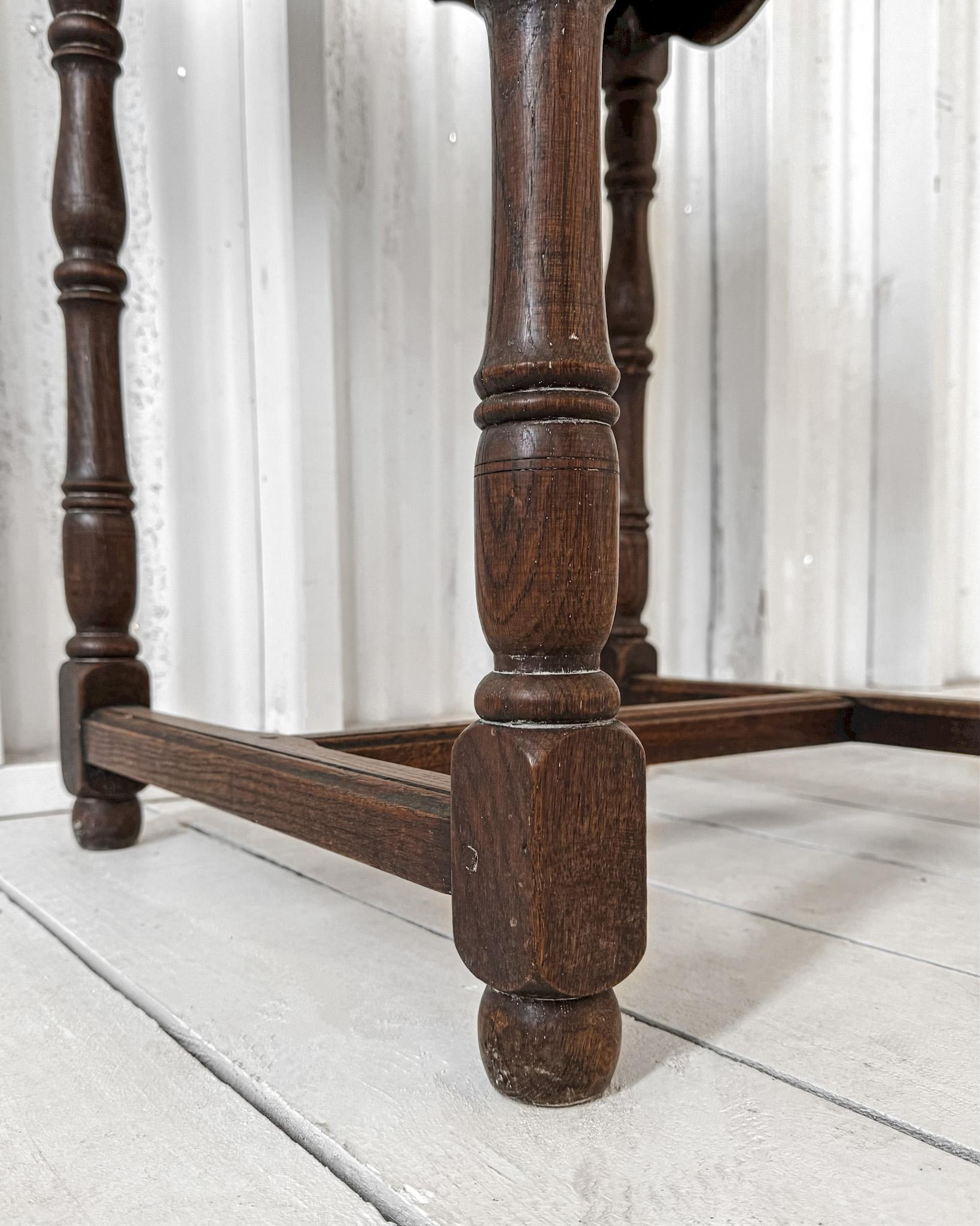19th Century English Trestle Base Accent Table with Dark Stain For Sale 4
