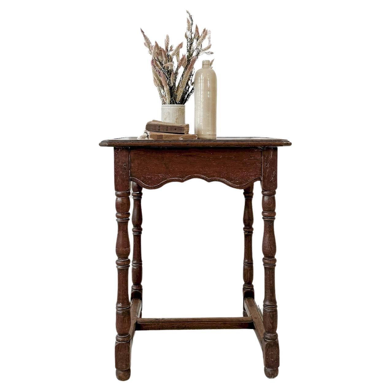 19th Century English Trestle Base Accent Table with Dark Stain For Sale