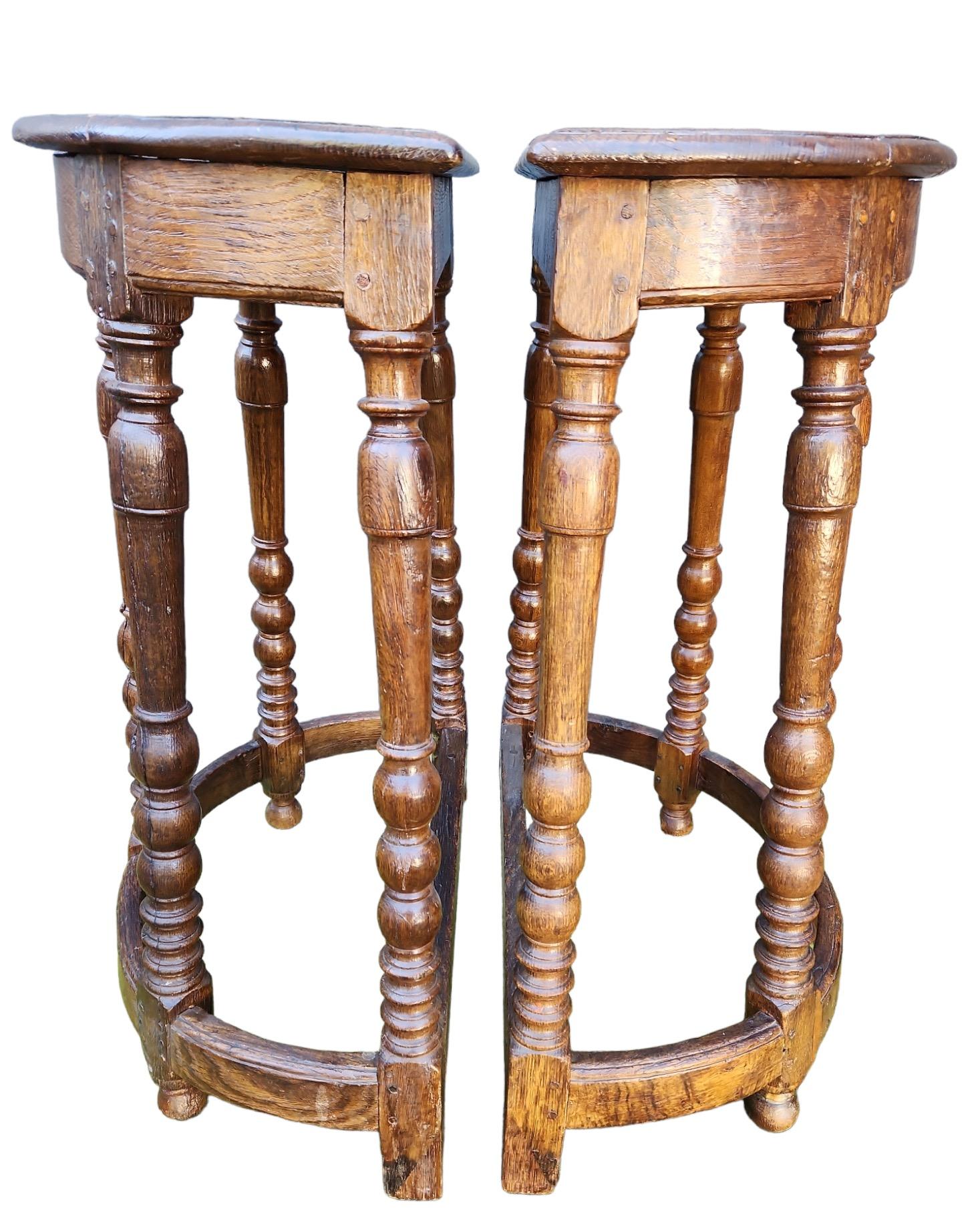 Rustic 19th Century English Trestle Console Tables For Sale