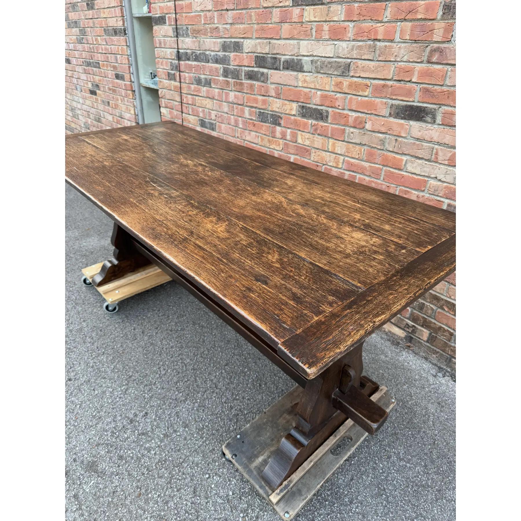 Wood 19th Century English Trestle Table For Sale