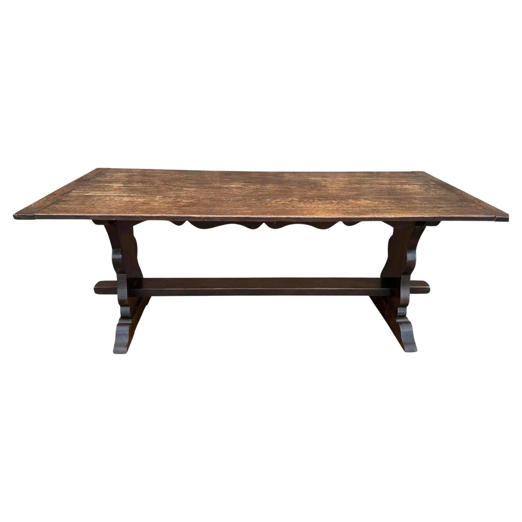 19th Century English Trestle Table For Sale