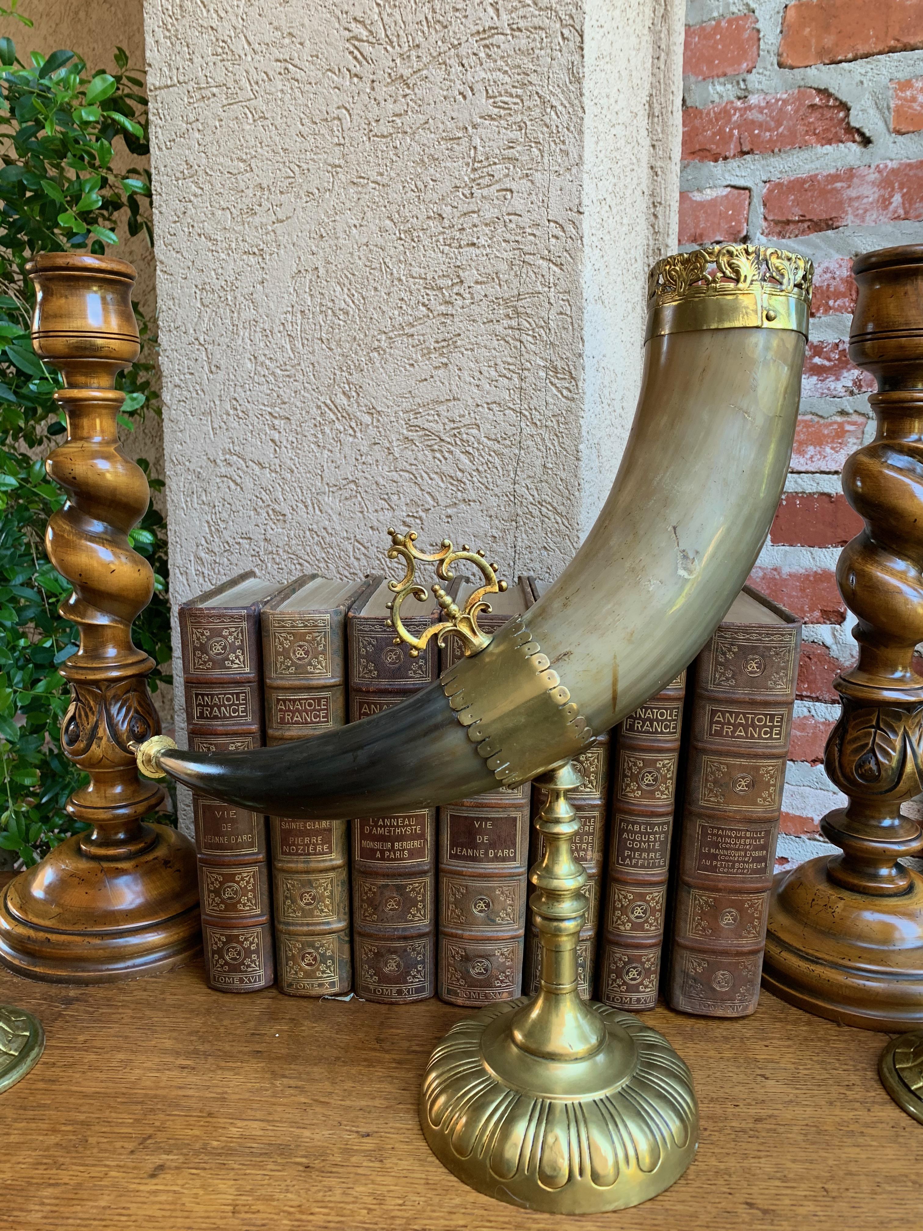 19th Century English Trophy Natural Hunt Horn Epergne Brass Renaissance Ram 5