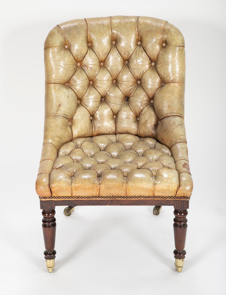 19th Century English Tufted Leather Slipper Chair For Sale ...