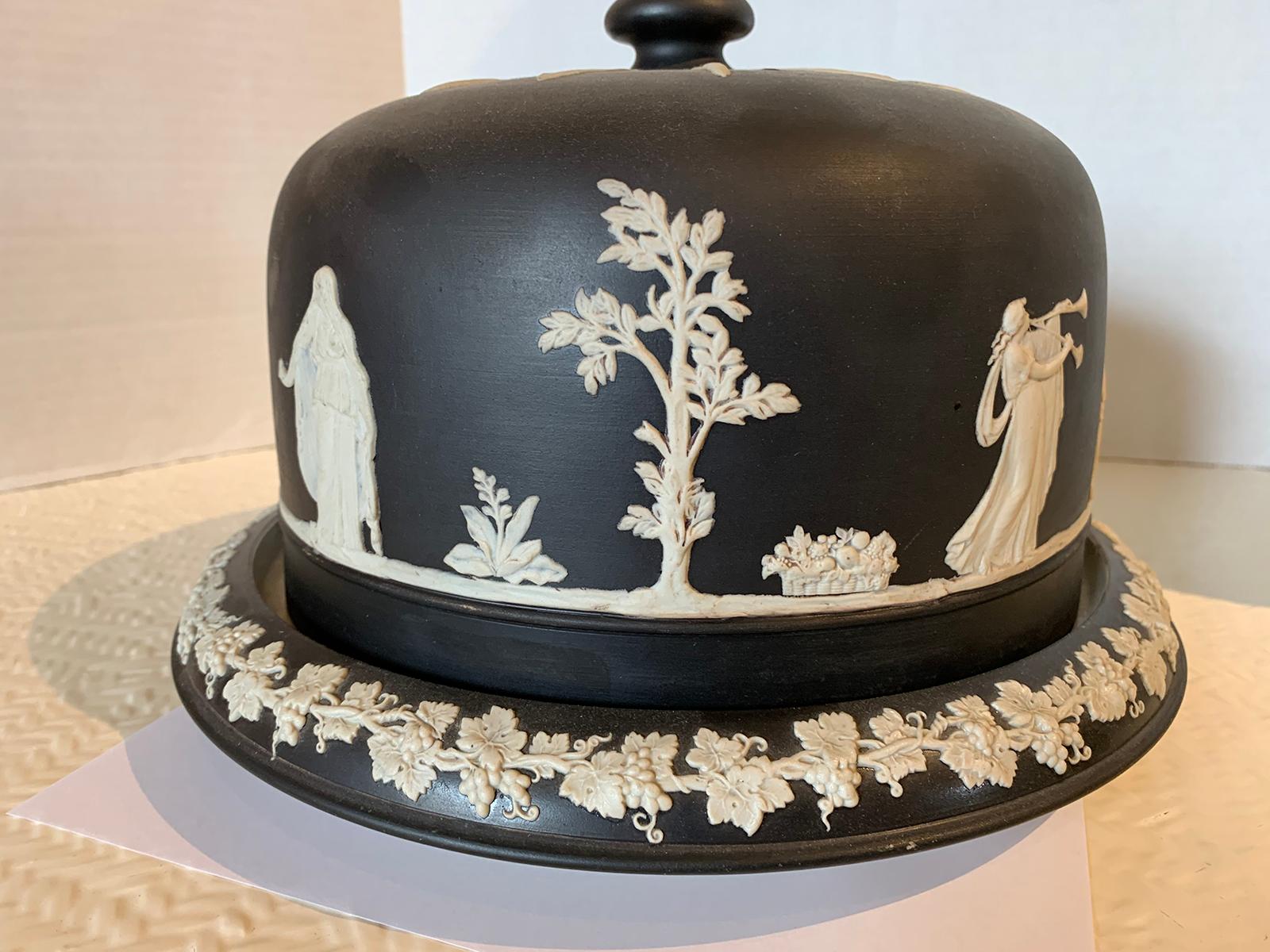19th Century English Tunstall Jasperware Adams Style Cheese Dome, Marked For Sale 3
